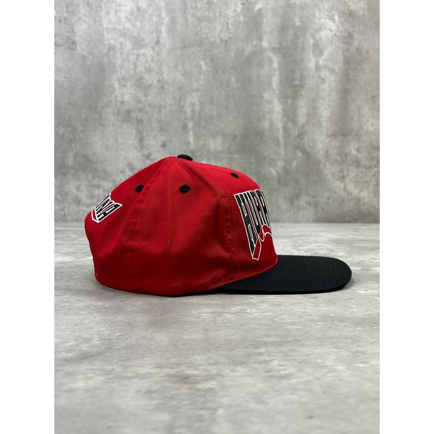 Vintage 90s Carolina Hurricanes NHL Embroidered Wave Spellout Snapback Hat OSFA