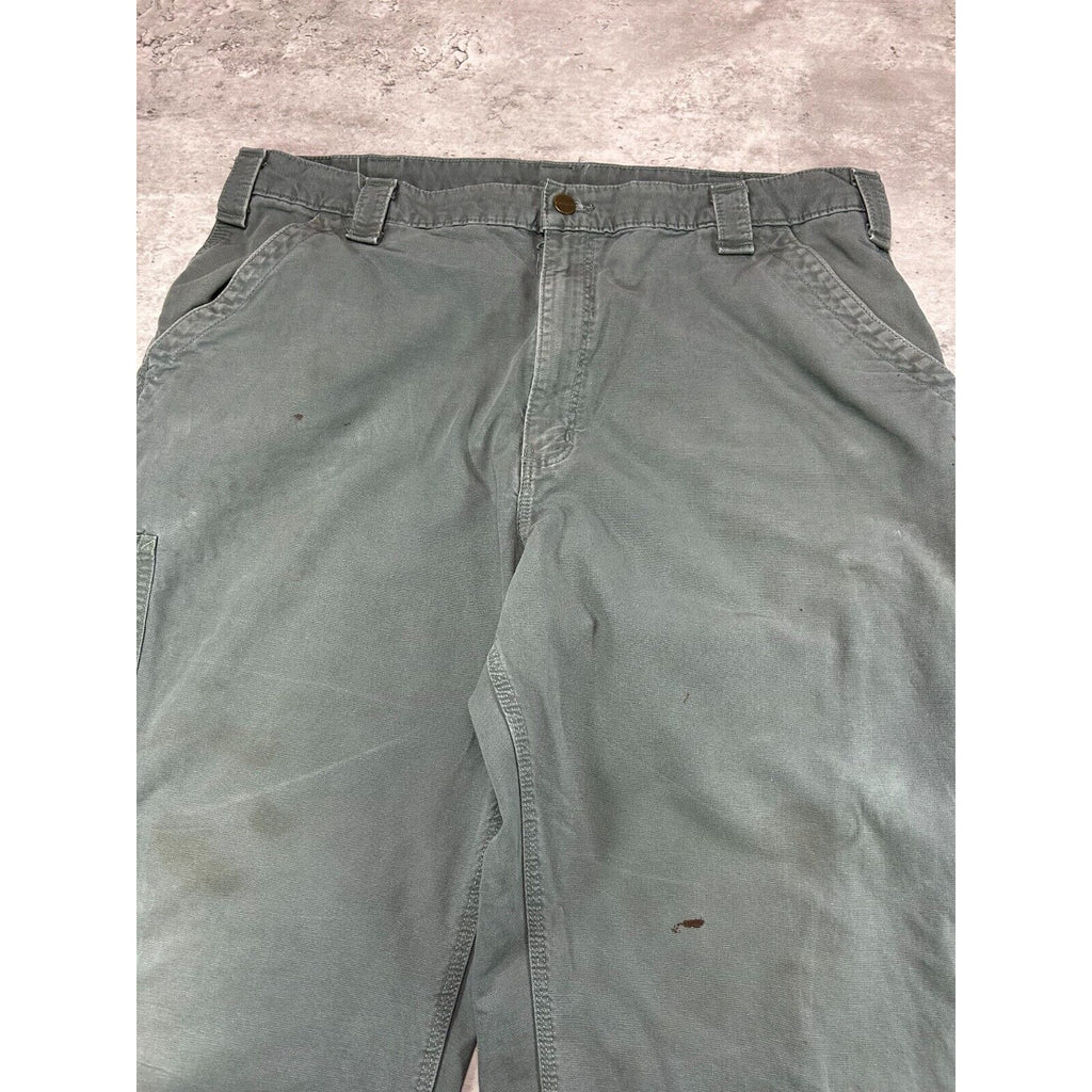 Carhartt Dungaree Fit Canvas Workwear Carpenter Pants Size 39 Gray