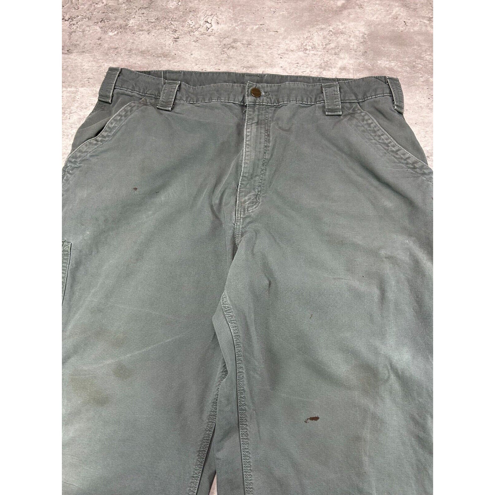 Carhartt Dungaree Fit Canvas Workwear Carpenter Pants Size 39 Gray