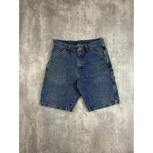 Vintage Wrangler Jeans Workwear Dark Wash Denim Carpenter Shorts Size 30 Blue