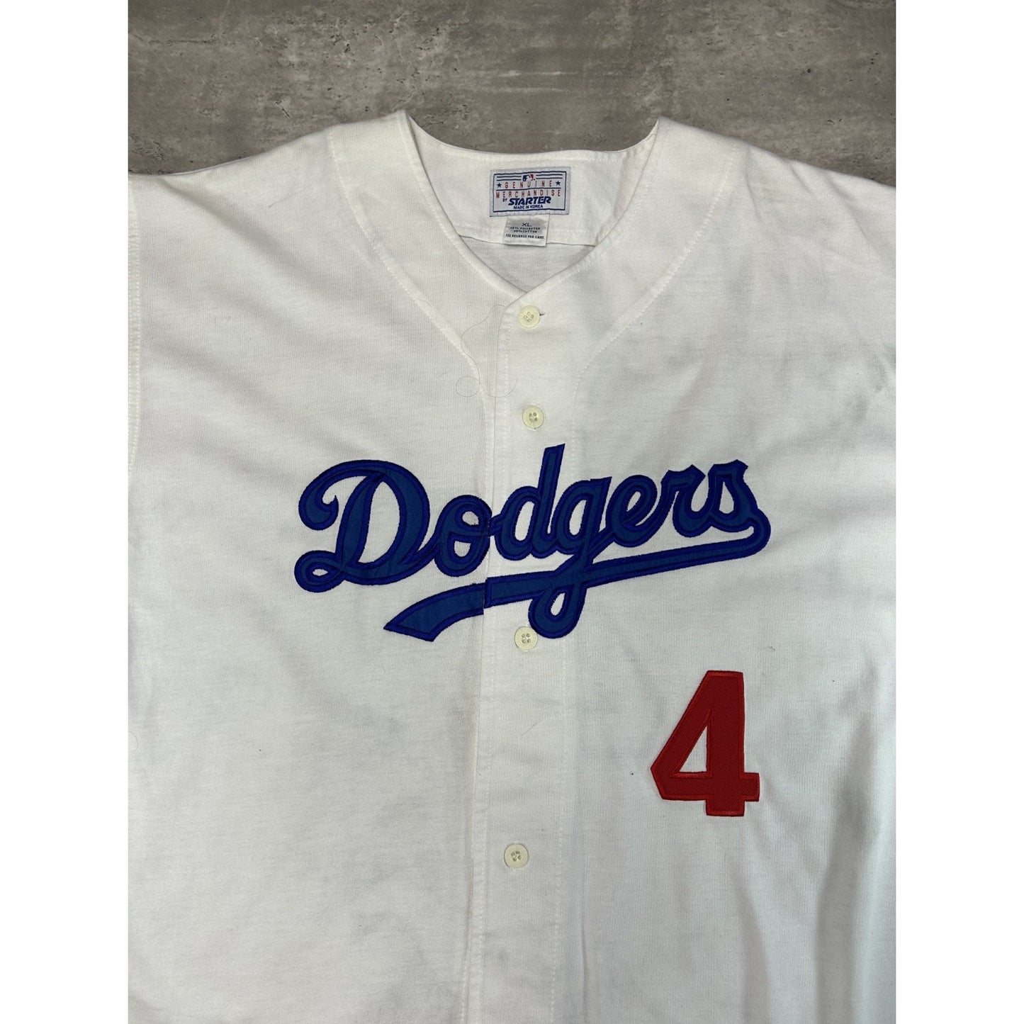 Vintage 90s Duke Snider #4 Los Angeles Dodgers MLB Stitched Starter Jersey Sz XL
