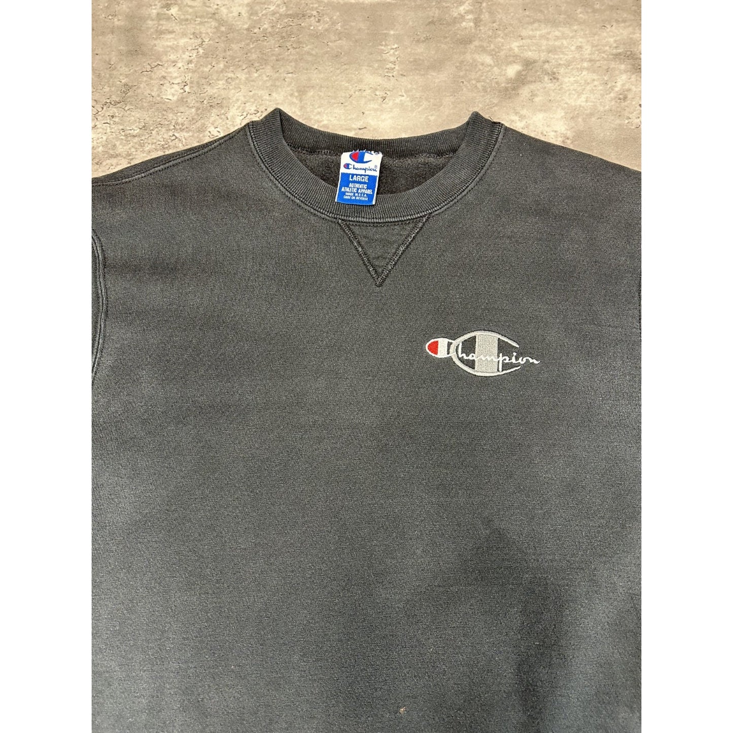 Vintage 90s Champion Embroidered Spellout Crewneck Sweatshirt Size Large