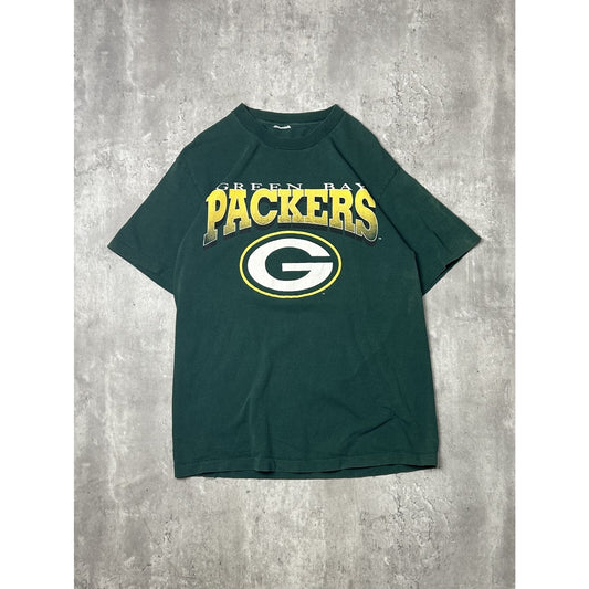 Vintage 90s Green Bay Packers NFL Graphic Spellout Football T-Shirt Size Large