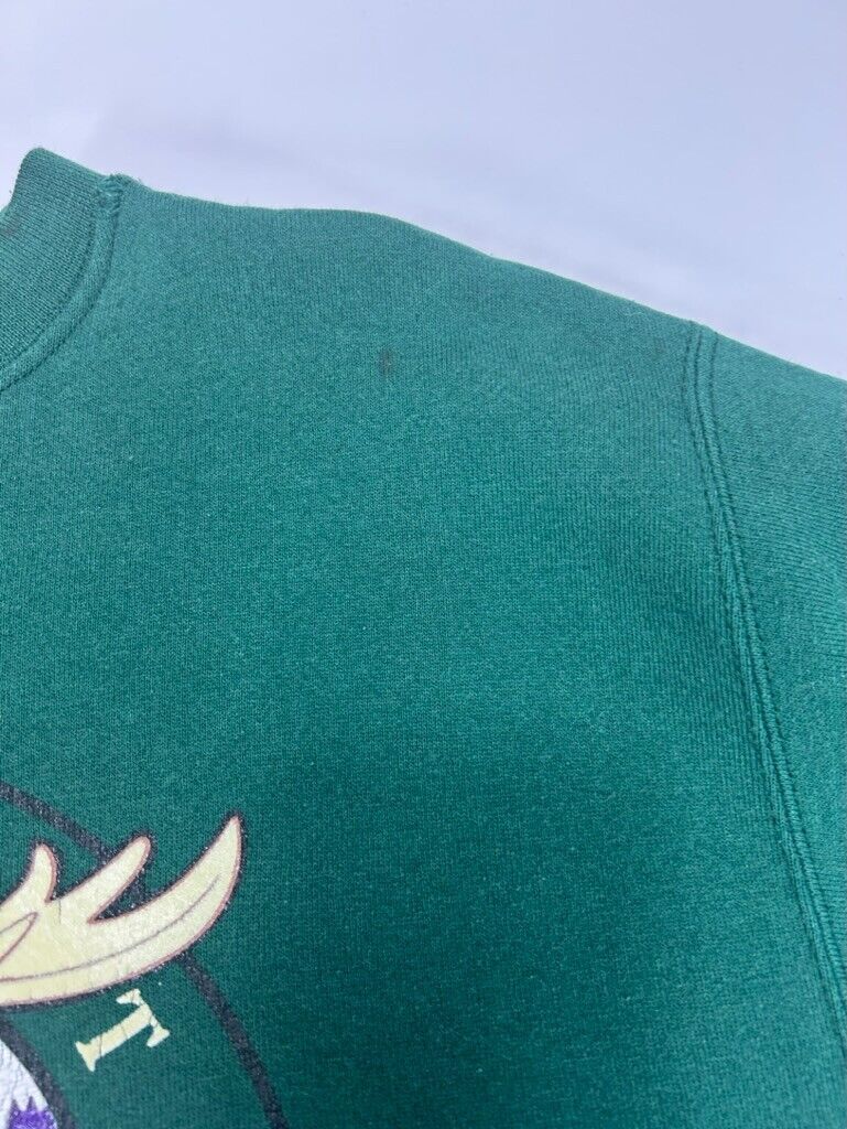 Vintage Minnesota Moose IHL Mascot Spellout Hockey Sweatshirt Size Medium Green