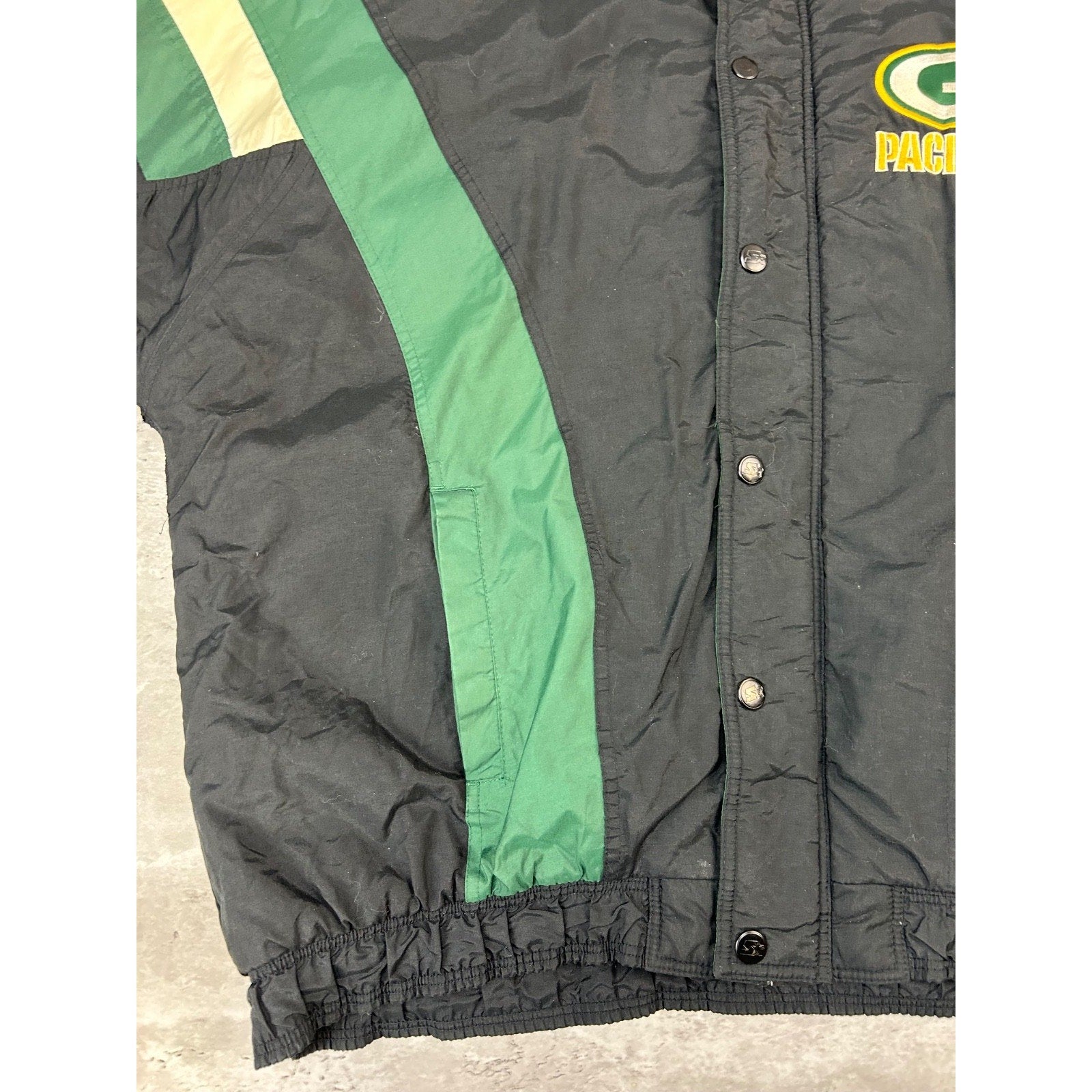 Vintage 90s Green Bay Packers NFL Insulated Full Zip Starter Jacket Size 2XL
