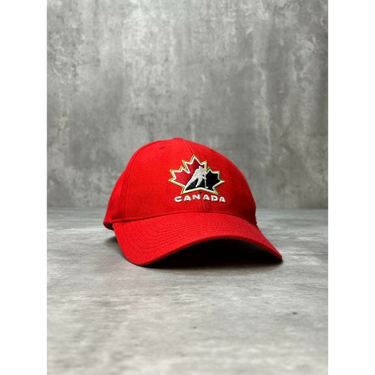 Vintage Team Canadas Hockey Olympics Embroidered Logo Strapback Hat OSFA