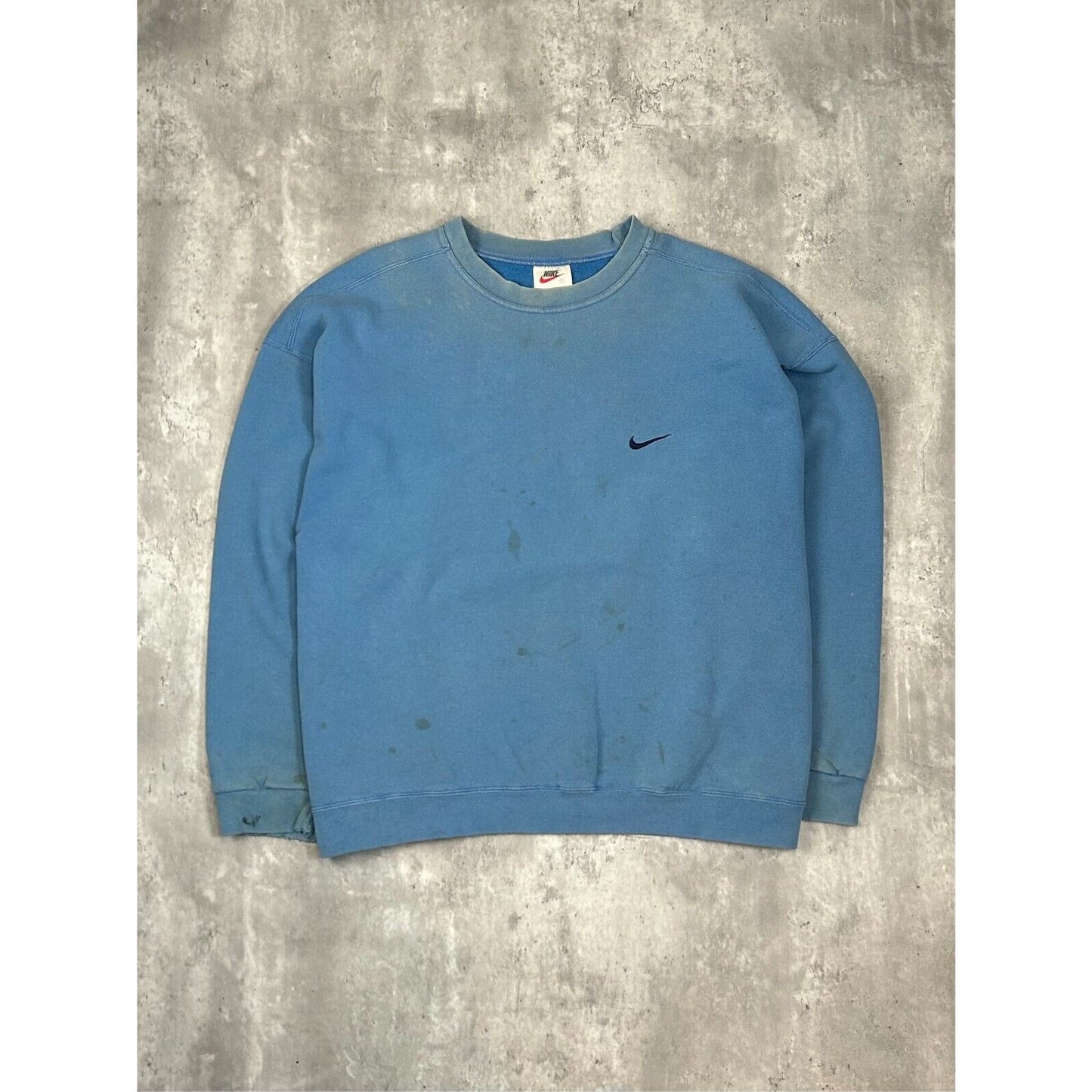 Vintage 90s Nike Embroidered Mini Swoosh Crewneck Sweatshirt Size 2XL Blue