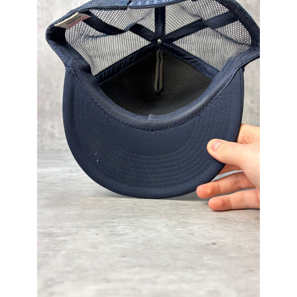 Vintage 1980s Blank Navy Blue Foam Trucker Snapback Hat OSFA