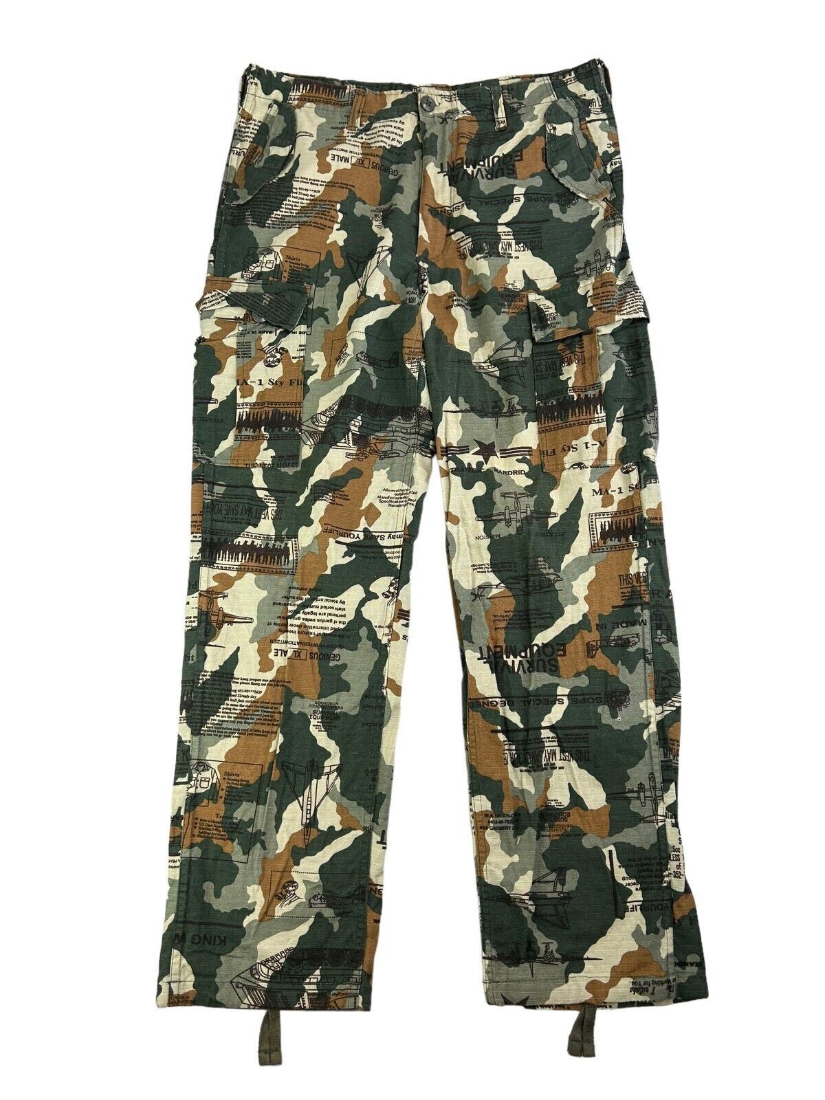 Vintage 90s Survival Equipment Ripstop Woodland Camo Cargo Pants Size 34