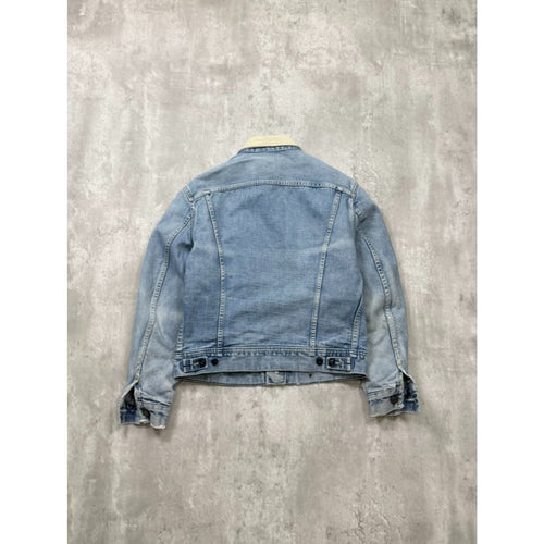 Vintage 1980s Lee Stormrider Blanket Lined Light Wash Denim Jacket Size Small