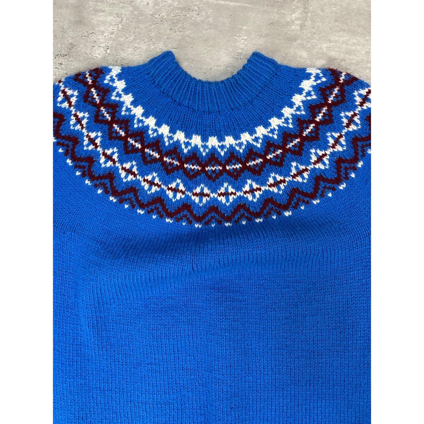 Vintage 90s Aztec Pattern Mock Neck Knit Sweater Size Medium Blue