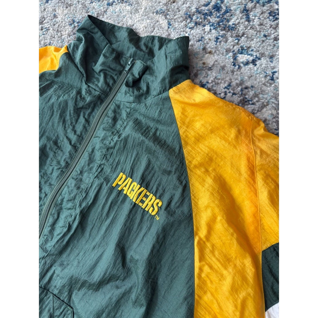 Vintage Green Bay Packers NFL Embroidered Spellout Windbreaker Jacket Size Large