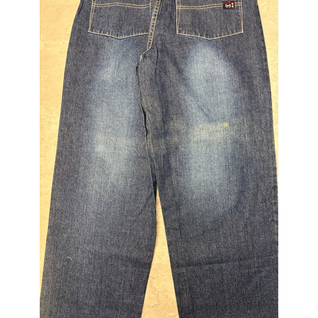 Vintage Y2K Womens Phat Farm Embroidered Medium Wash Denim Pants