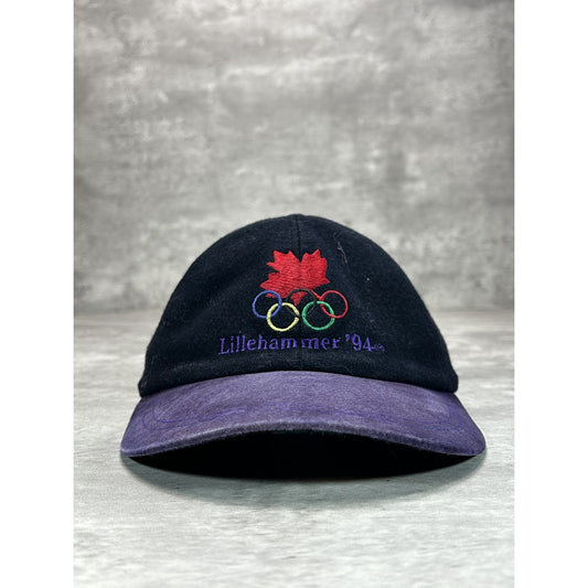 Vintage 90s Canada Olympics Embroidered Logo Strapback Hat OSFA Black