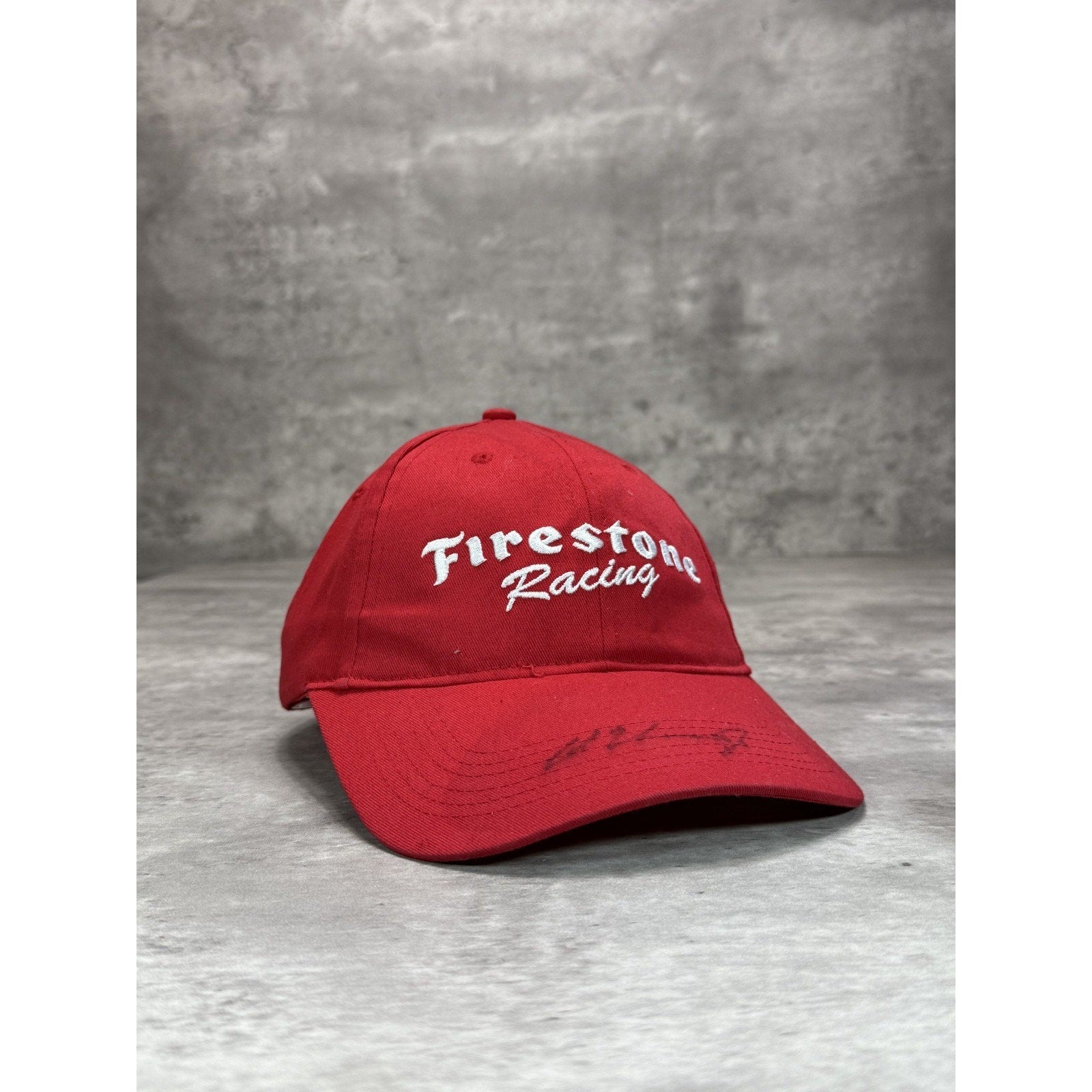 Vintage Firestone Racing Embroidered Spellout Snapback Hat OSFA Red