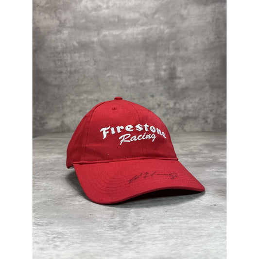 Vintage Firestone Racing Embroidered Spellout Snapback Hat OSFA Red