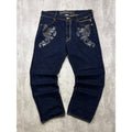 Vintage Y2K The Year Of... Graphic Baroque Graphic Dark Wash Denim Pants Size 38