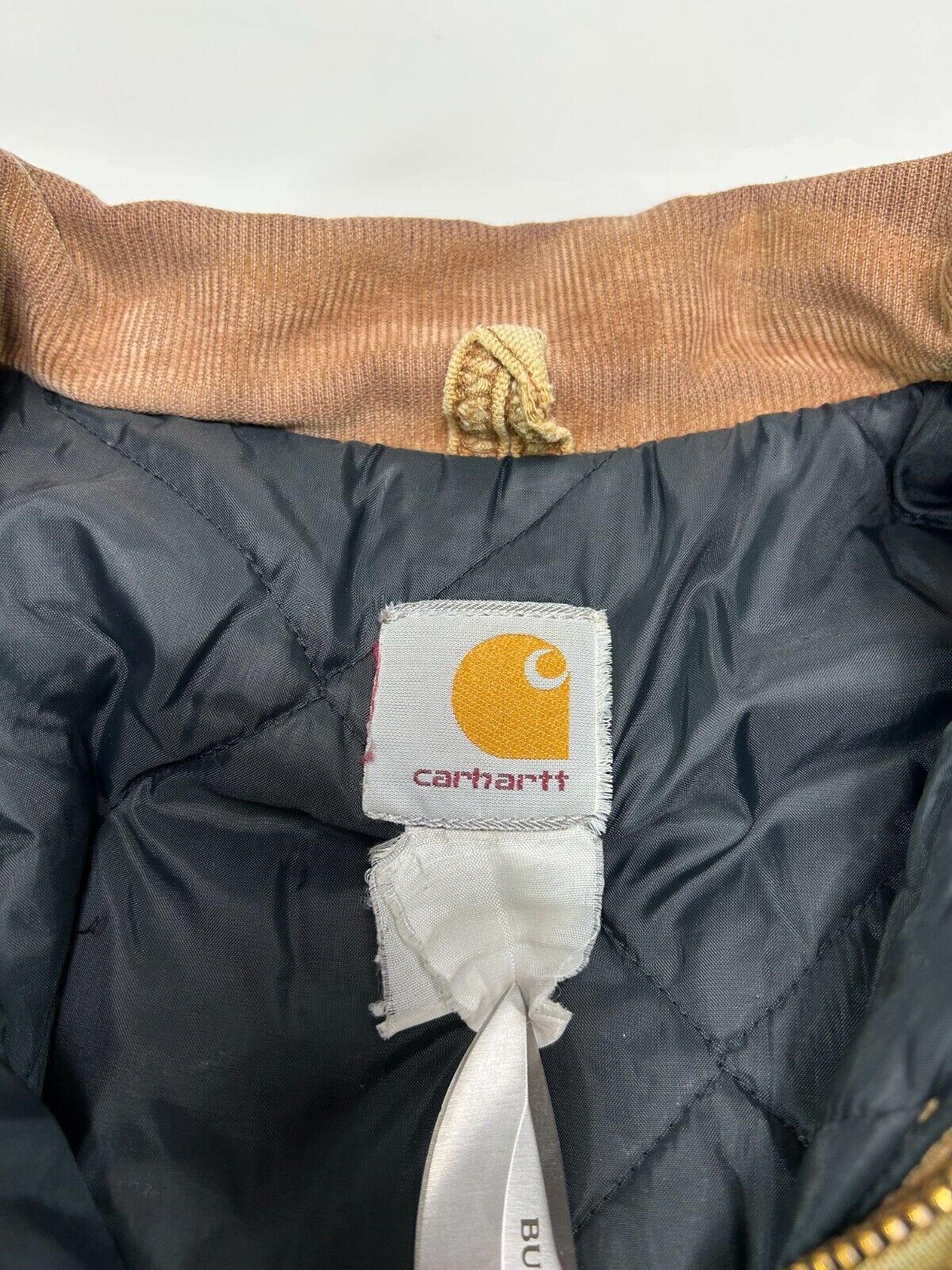 Vintage Carhartt Quilted Lined Canvas Work Wear Cropped Arctic Jacket Sz Medium