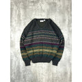 Vintage 80s/90s Sears Abstract Striped Ribbed Pullover Knit Sweater Size XL