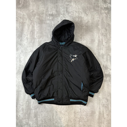 Vintage 80s/90s San Jose Sharks NHL Starter Insulated Full Zip Jacket Size XL