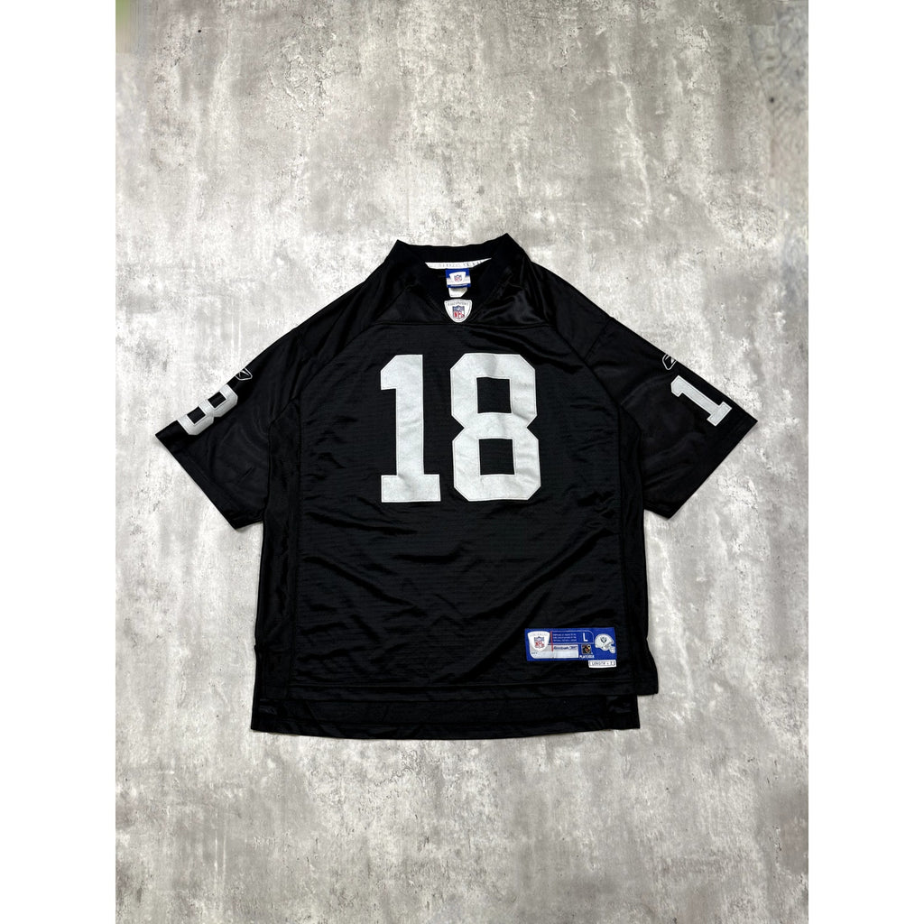 Vintage Randy Moss #18 Oakland Raiders NFL Reebok Football Jersey Size Large