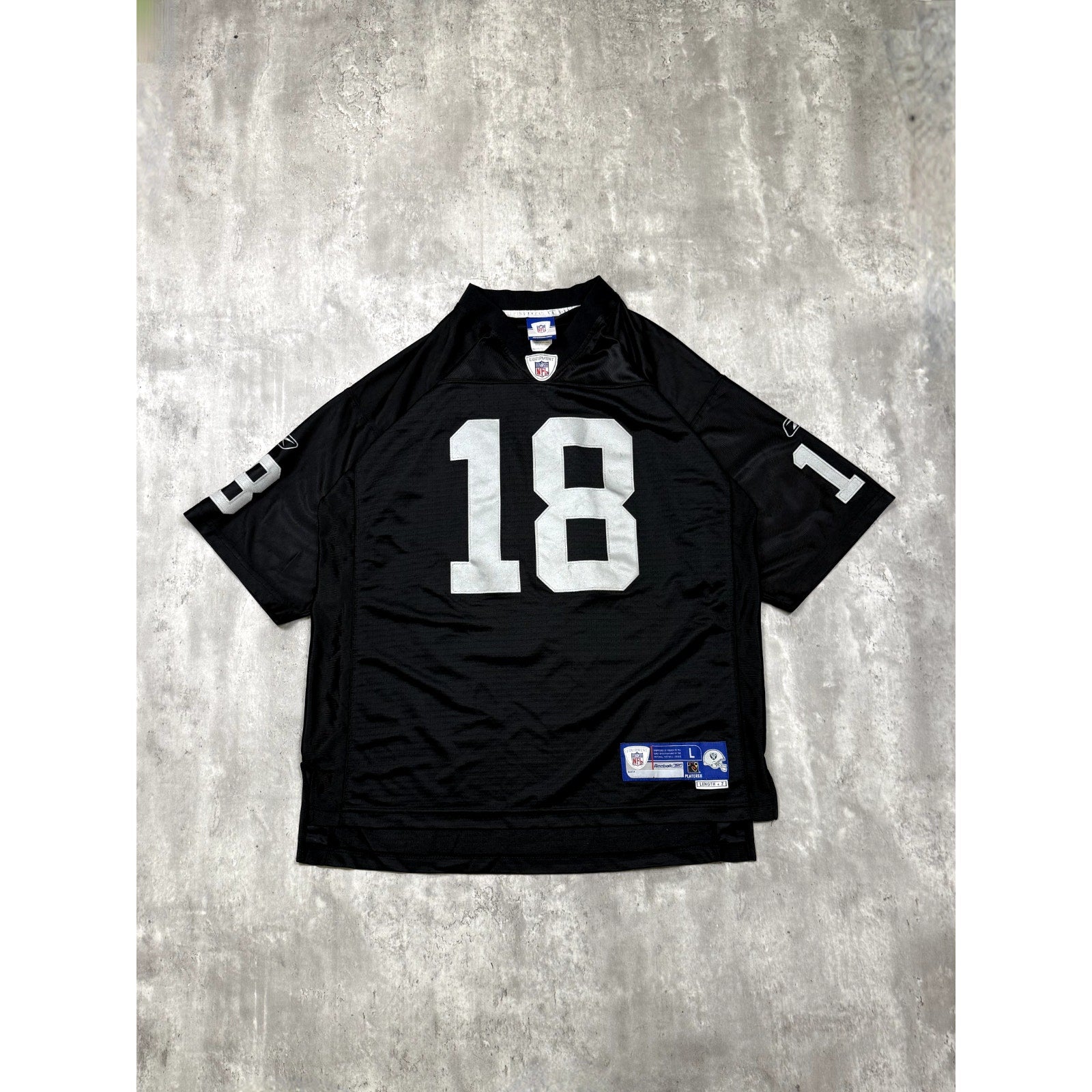 Vintage Randy Moss #18 Oakland Raiders NFL Reebok Football Jersey Size Large