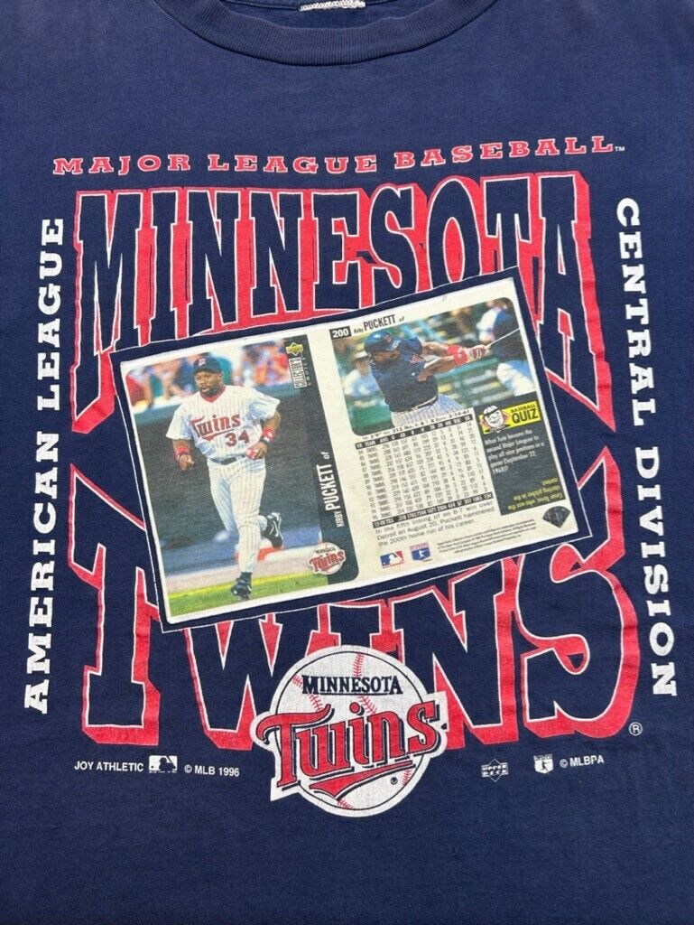 Vintage 1996 Kirby Puckett Minnesota Twins MLB Card Graphic T-Shirt Size XL 90s