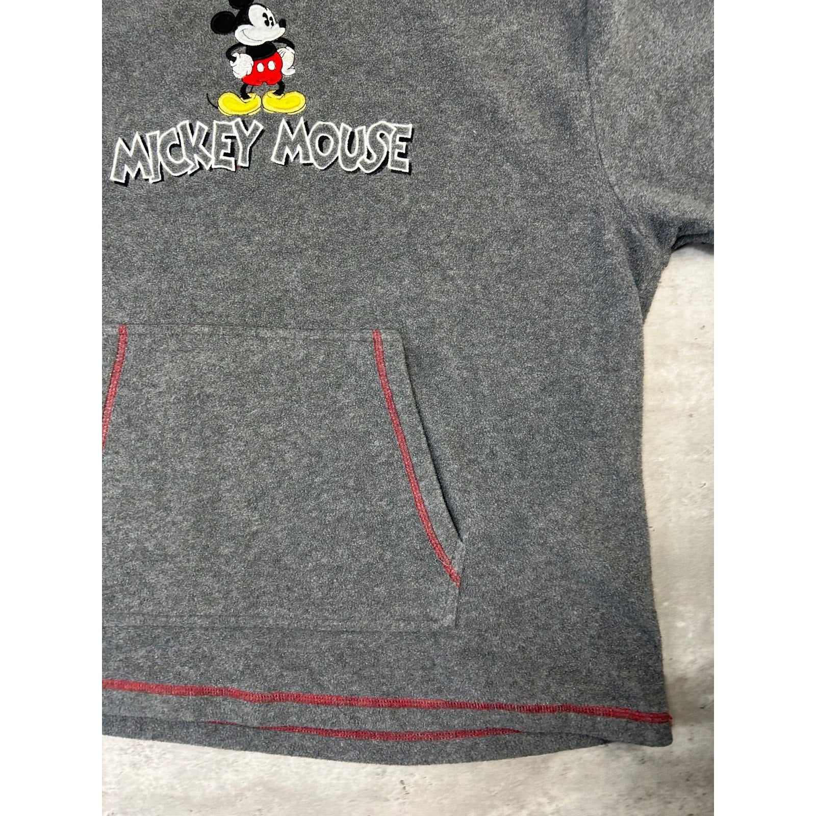 Vintage Disney Mickey Mouse Embroidered Fleece Hooded Sweatshirt Size XL