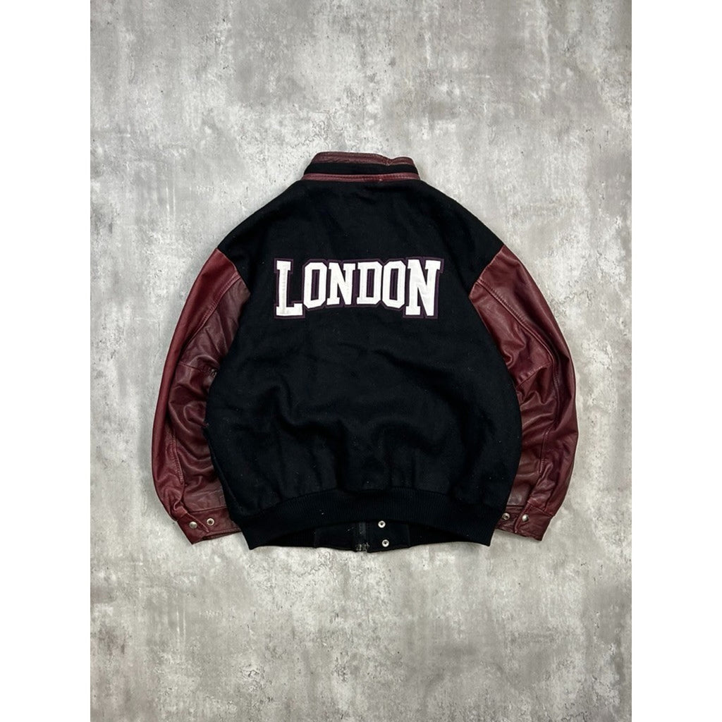 Vintage 90s London Knights OHL Embroidered Logo Varsity Bomber Jacket Size XL