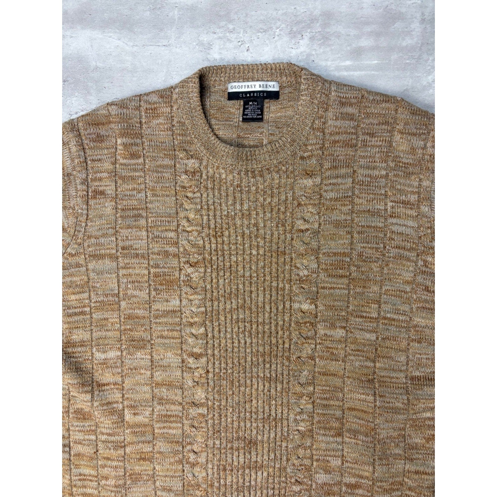 Vintage Geoffrey Beene Textured Print Pullover Knit Sweater Size Medium