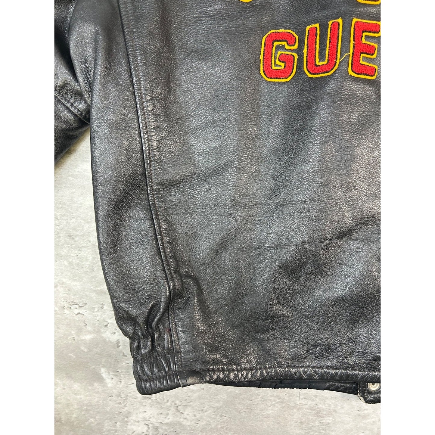 Vintage 1988 University Of Guelph Collegiate Leather Bomber Jacket Size Large