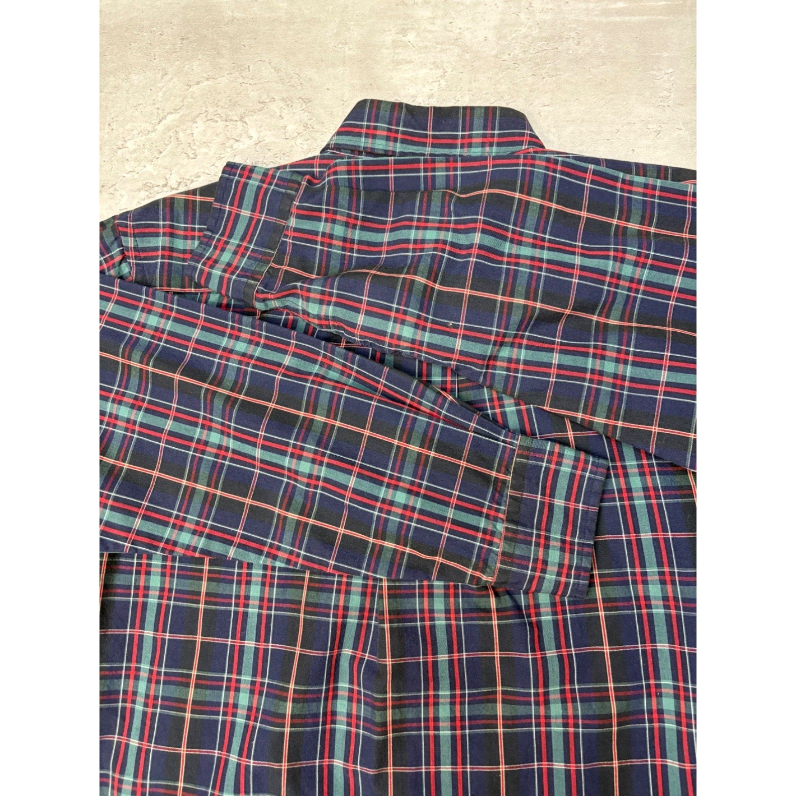 Vintage Eddie Bauer Plaid Cropped Single Pocket Button Up Shirt Size Medium