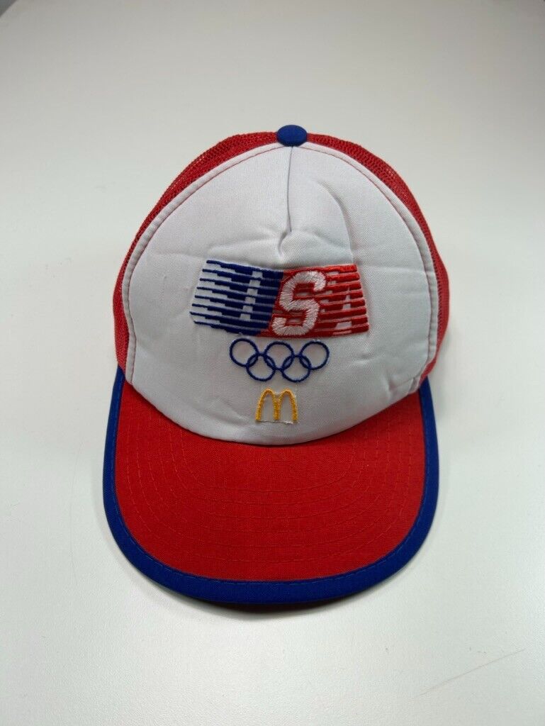 Vintage McDonalds USA Olympics Embroidered Trucker Snapback Hat OSFA