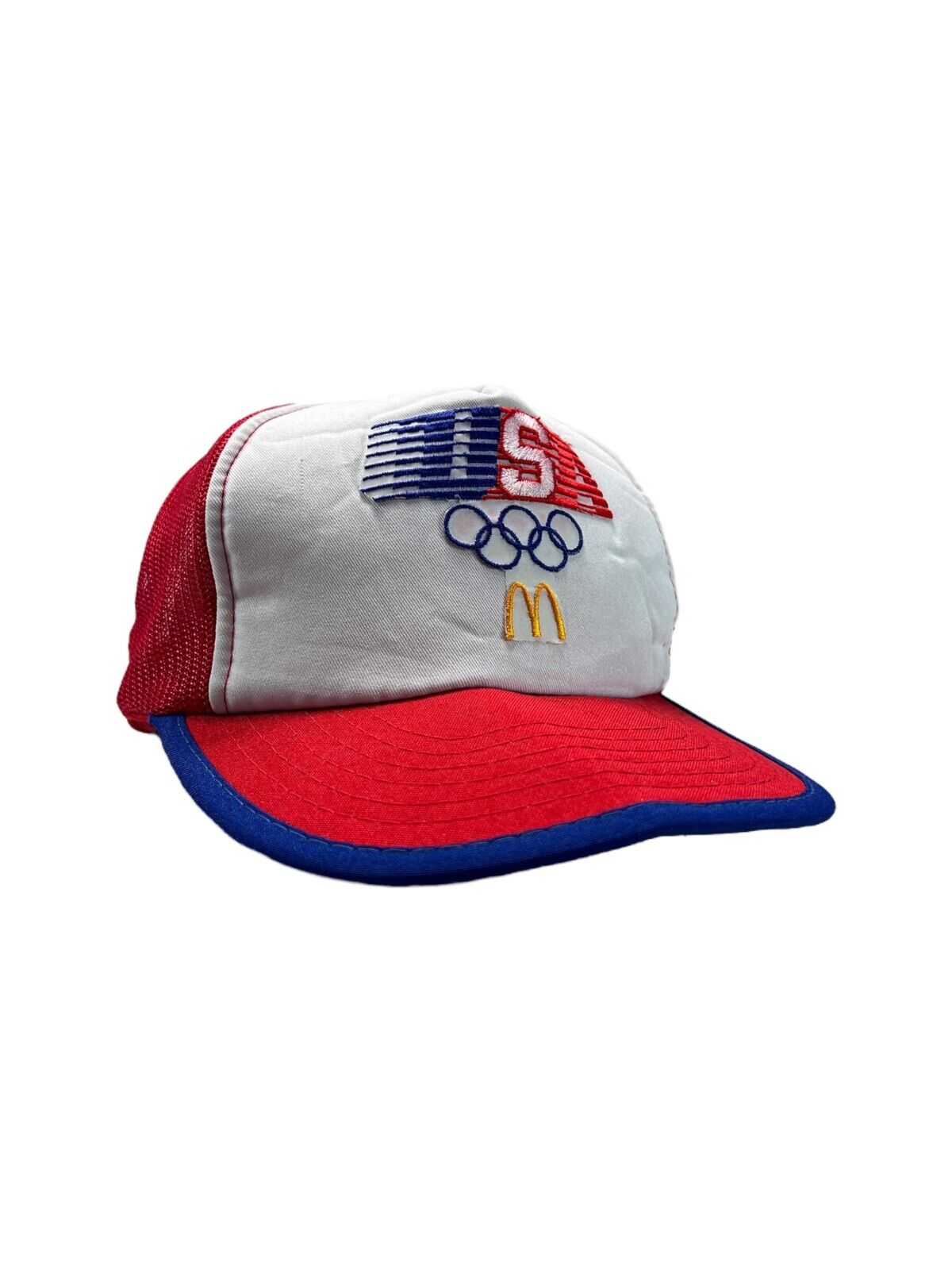 Vintage McDonalds USA Olympics Embroidered Trucker Snapback Hat OSFA