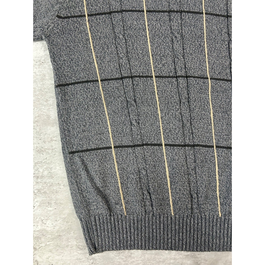 Vintage 90s Striped Print Pullover Ribbed Knit Sweater Size Medium