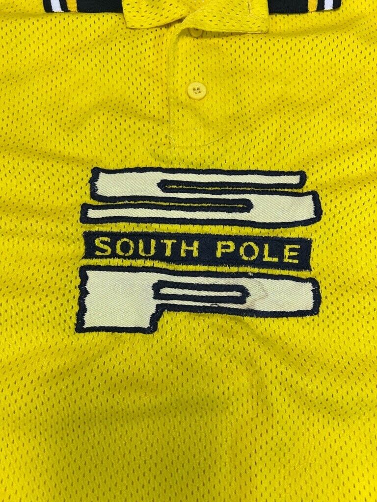 Vintage South Pole Mesh 1/4 Embroidered Pull Over Button Up Shirt Size XL Yellow