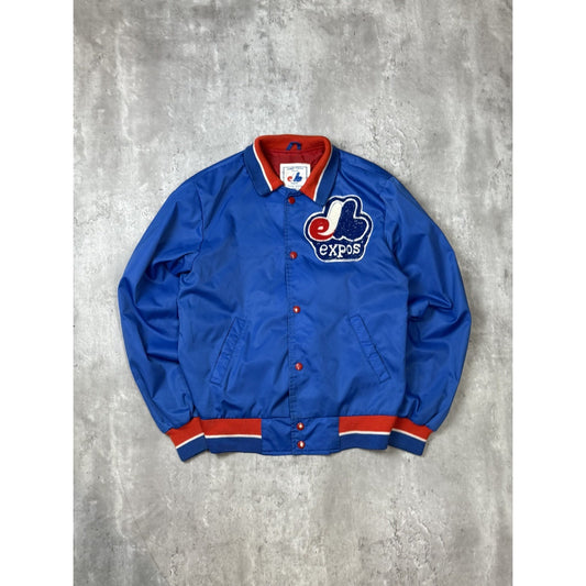 Vintage 80s Montreal Expos MLB Embroidered Nylon Bomber Jacket Size Small