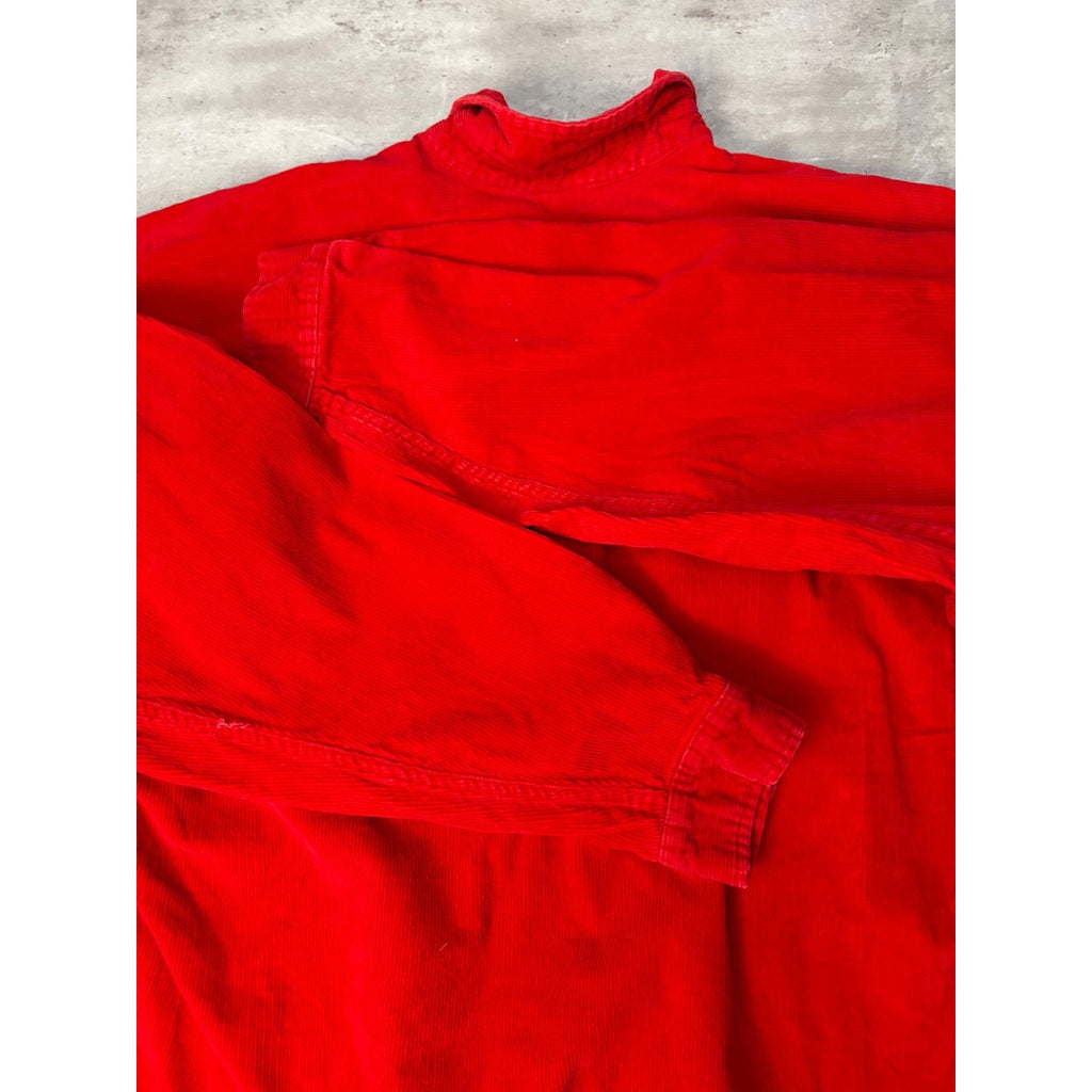 VTG Marlboro Unlimited Corduroy Long Sleeve 1/4 Zip Collared Shirt Size Large