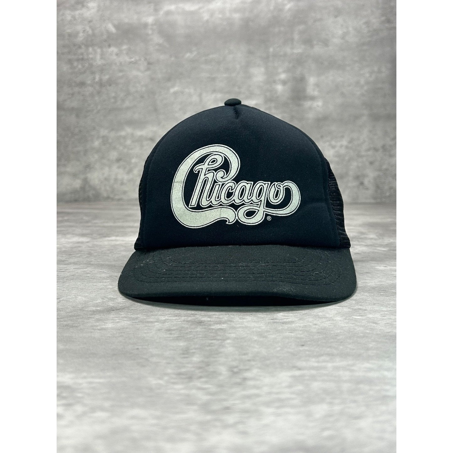Vintage 80s/90s Chicago Spellout Rock Music Trucker Snapback Hat OSFA