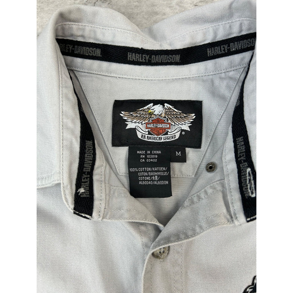 Vintage Harley Davidson Embroidered Sleeveless Button Up Shirt Size Medium