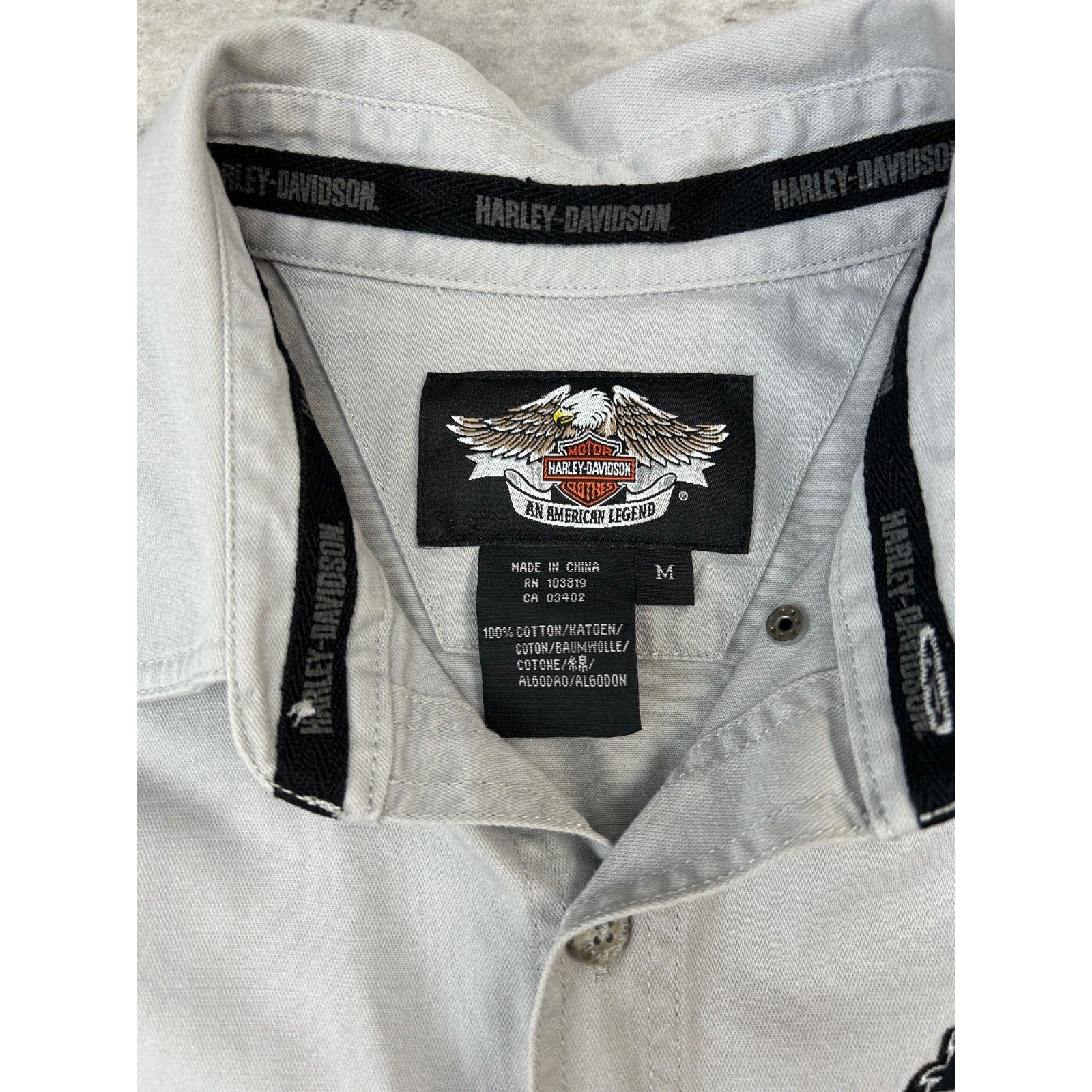 Vintage Harley Davidson Embroidered Sleeveless Button Up Shirt Size Medium