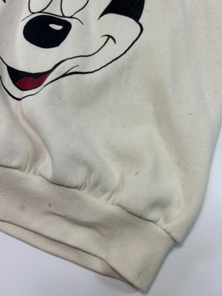 Vintage 90s Mickey Mouse Cartoon Character Crewneck Sweatshirt Size XL Beige