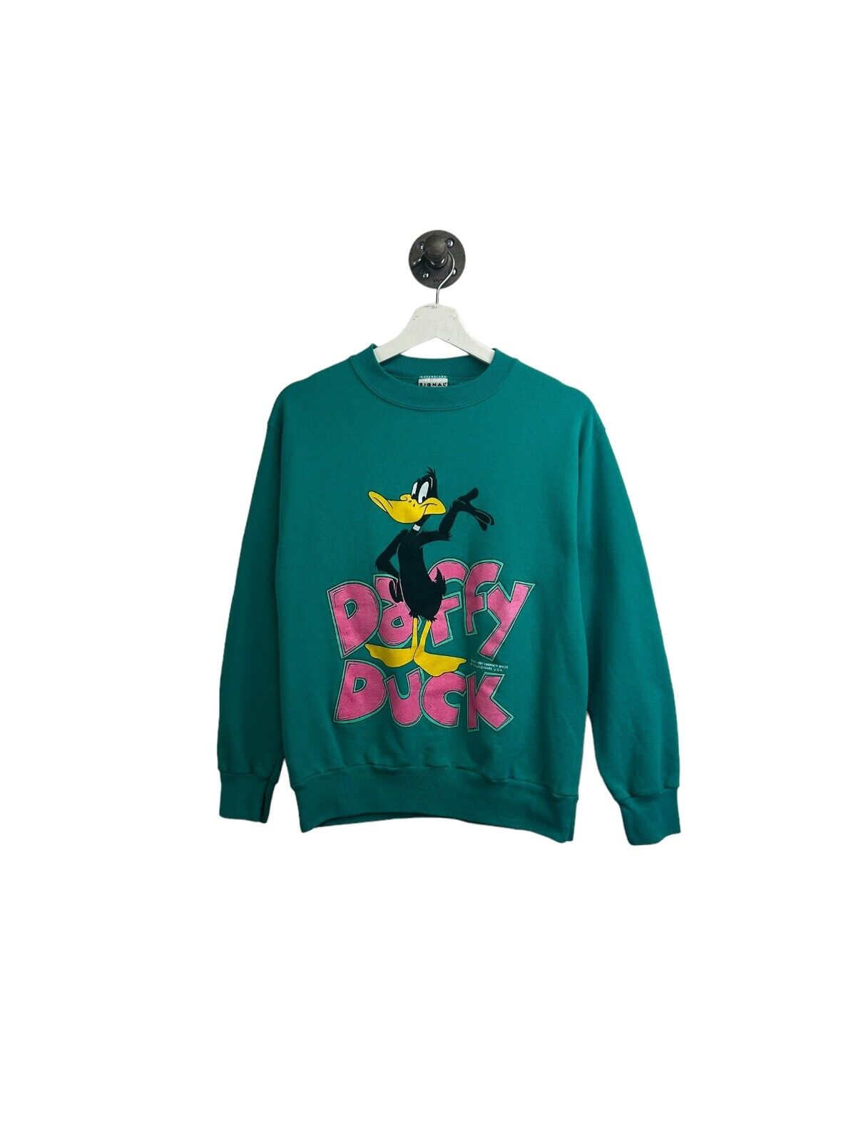 Vintage 1993 Looney Tunes Daffy Duck Big Graphic Character Sweatshirt Medium 90s