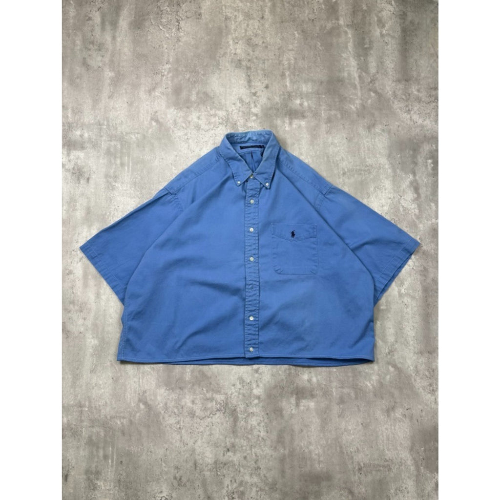 Vintage Polo Ralph Lauren Embroidered Pony Cropped Button Up Shirt Size 2XL