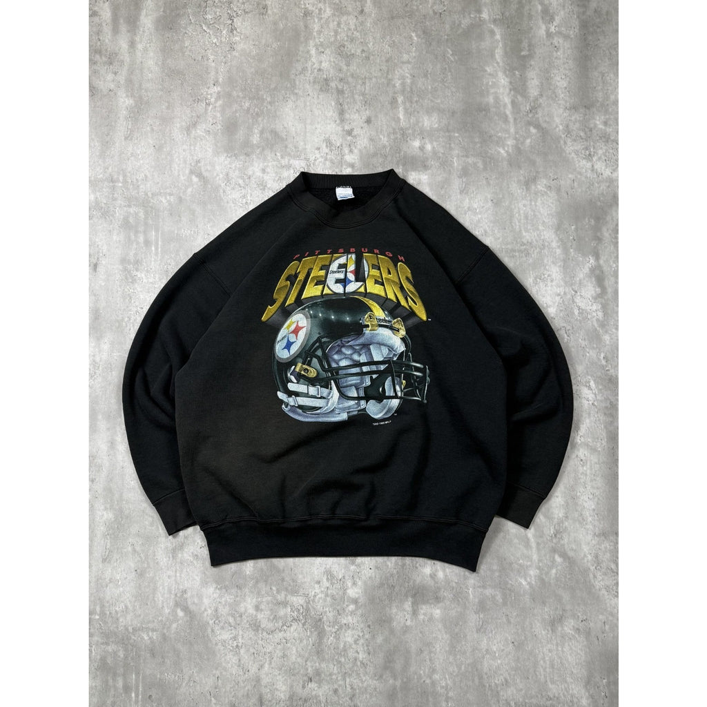Vintage 1995 Pittsburgh Steelers NFL Helmet Graphic Football Sweatshirt Size 2XL