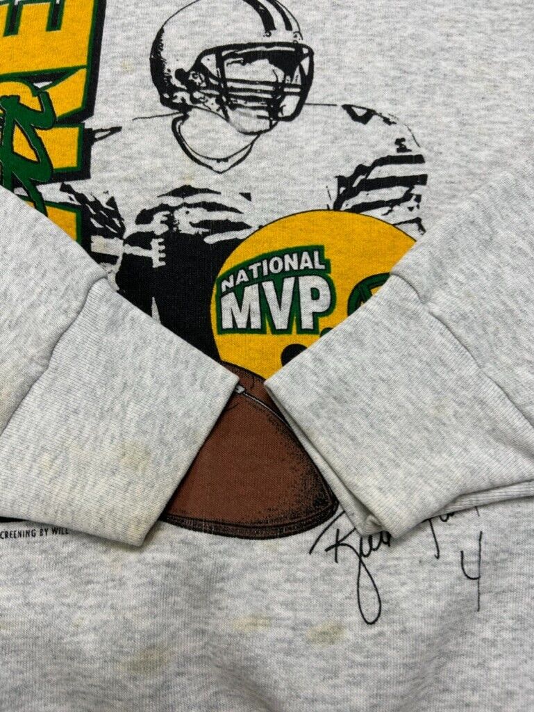 Vintage 90s Brett Favre #4 Green Bay Packers NFL MVP Sweatshirt Size Large