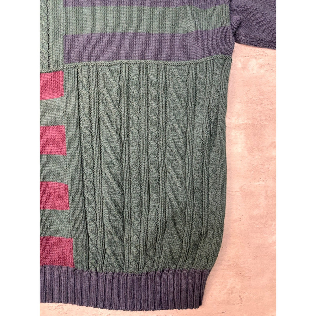 Vintage IZOD Four Panel Textured Pullover Ribbed Knit Sweater Size Large