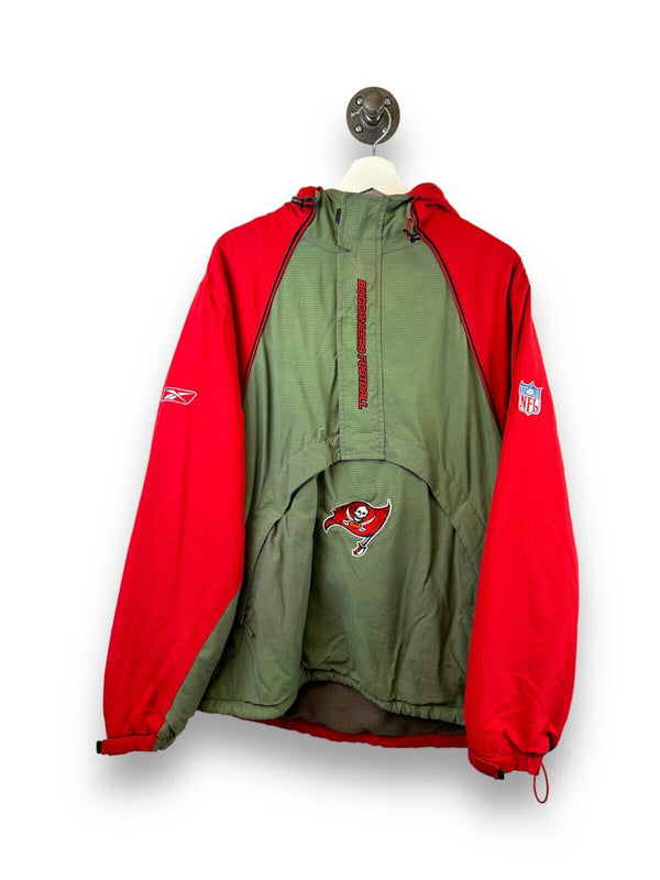 Vintage Y2K Tampa Bay Buccaneers NFL Reebok 1/2 Zip Fleece Lined Jacket Size XL