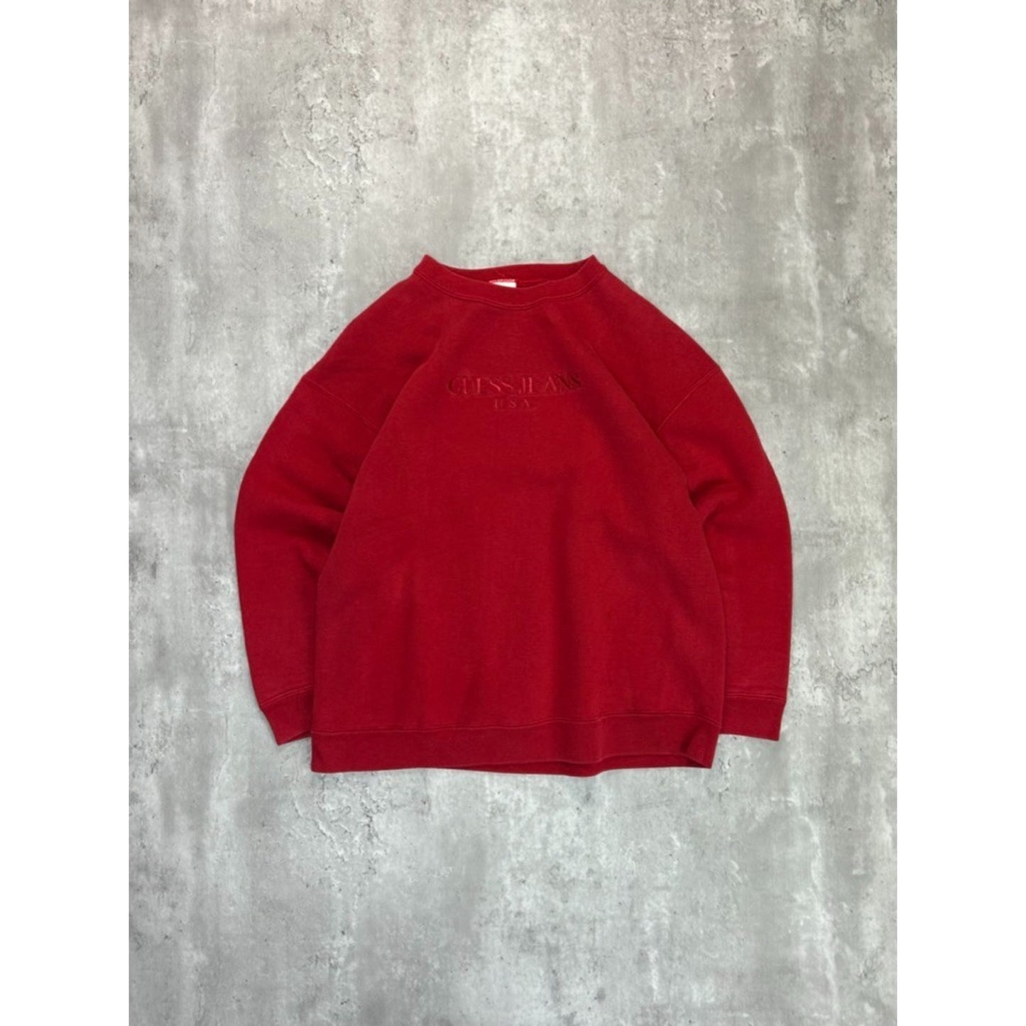 Vintage 90s Guess Jeans Embroidered Spellout Tonal Sweatshirt Size Medium
