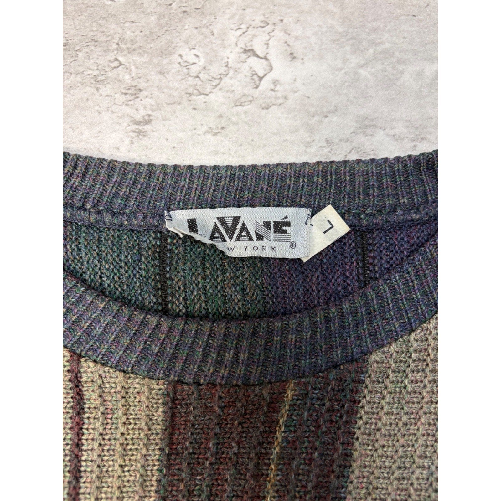 Vintage 90s Abstract Striped Pullover Knit Sweater Size Large